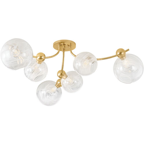 Astraia 6 Light 54 inch Vintage Brass Semi Flush Ceiling Light