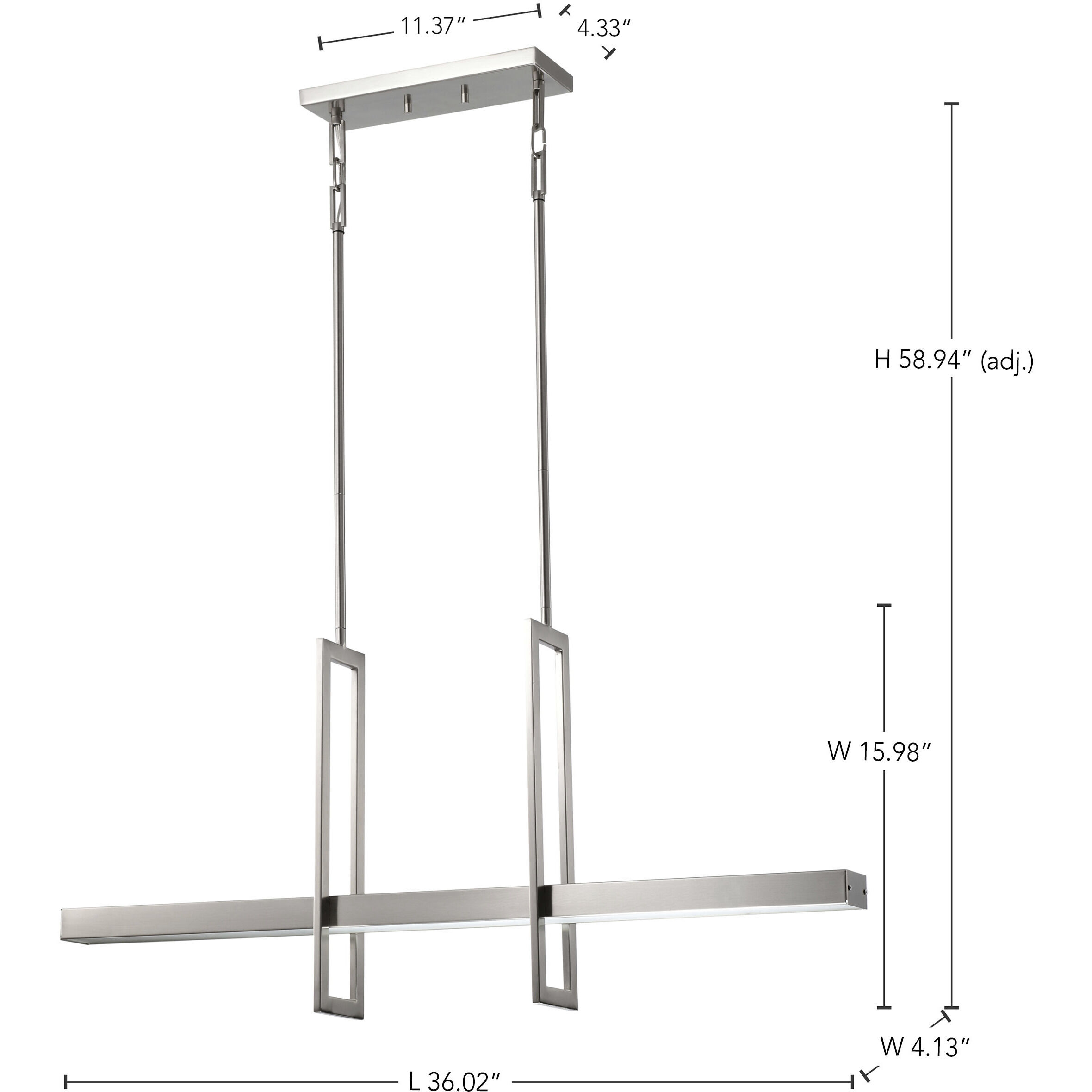Frame LED 36 inch Brushed Nickel Island Pendant Ceiling Light 