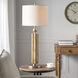 Luke 34.5 inch 100 watt Chadron Silver and Beige Table Lamp Portable Light