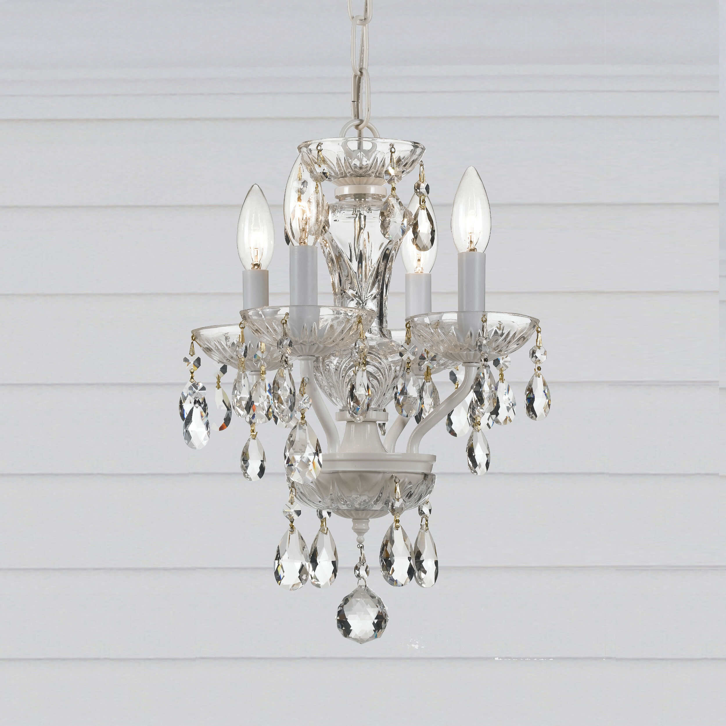Welton 4 Light 11 inch Wet White Mini Chandelier Ceiling Light in Clear Italian
