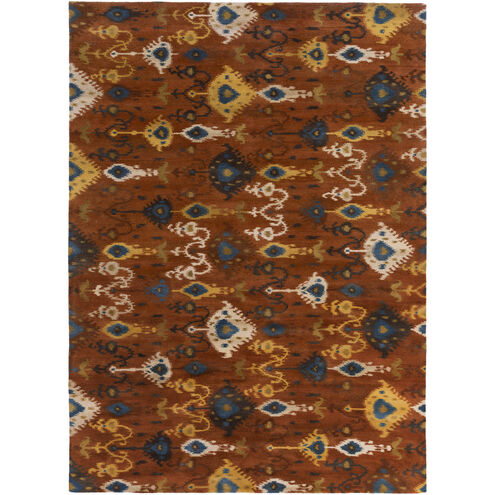 Surroundings White/Light Brown/Brown/Dark Green/Mustard Handmade Rug