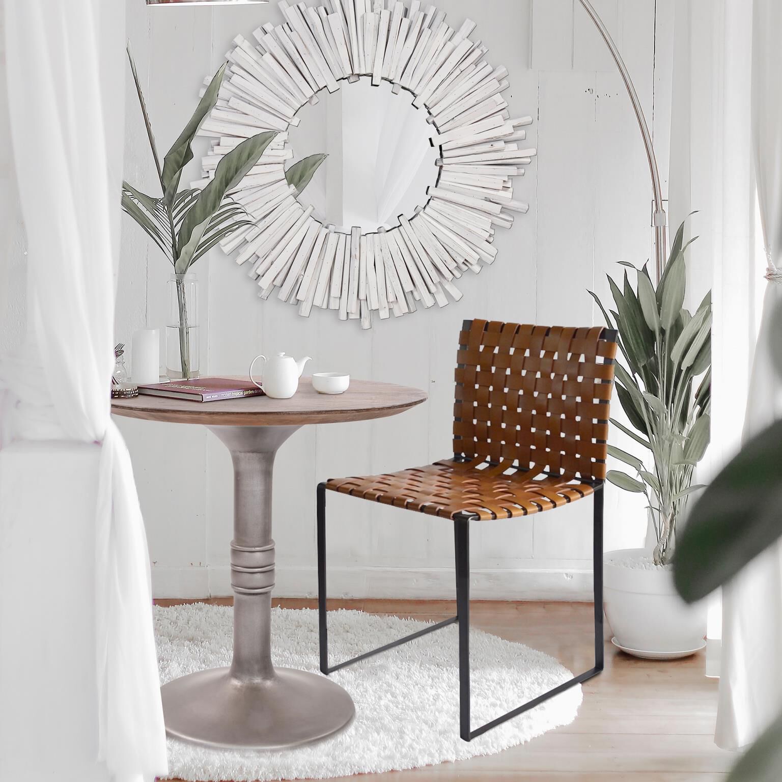 Distressed Farm House Brown/Silver Bistro Table