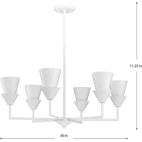 Pinellas 6 Light 30 inch White Plaster Chandelier Ceiling Light, Design Series