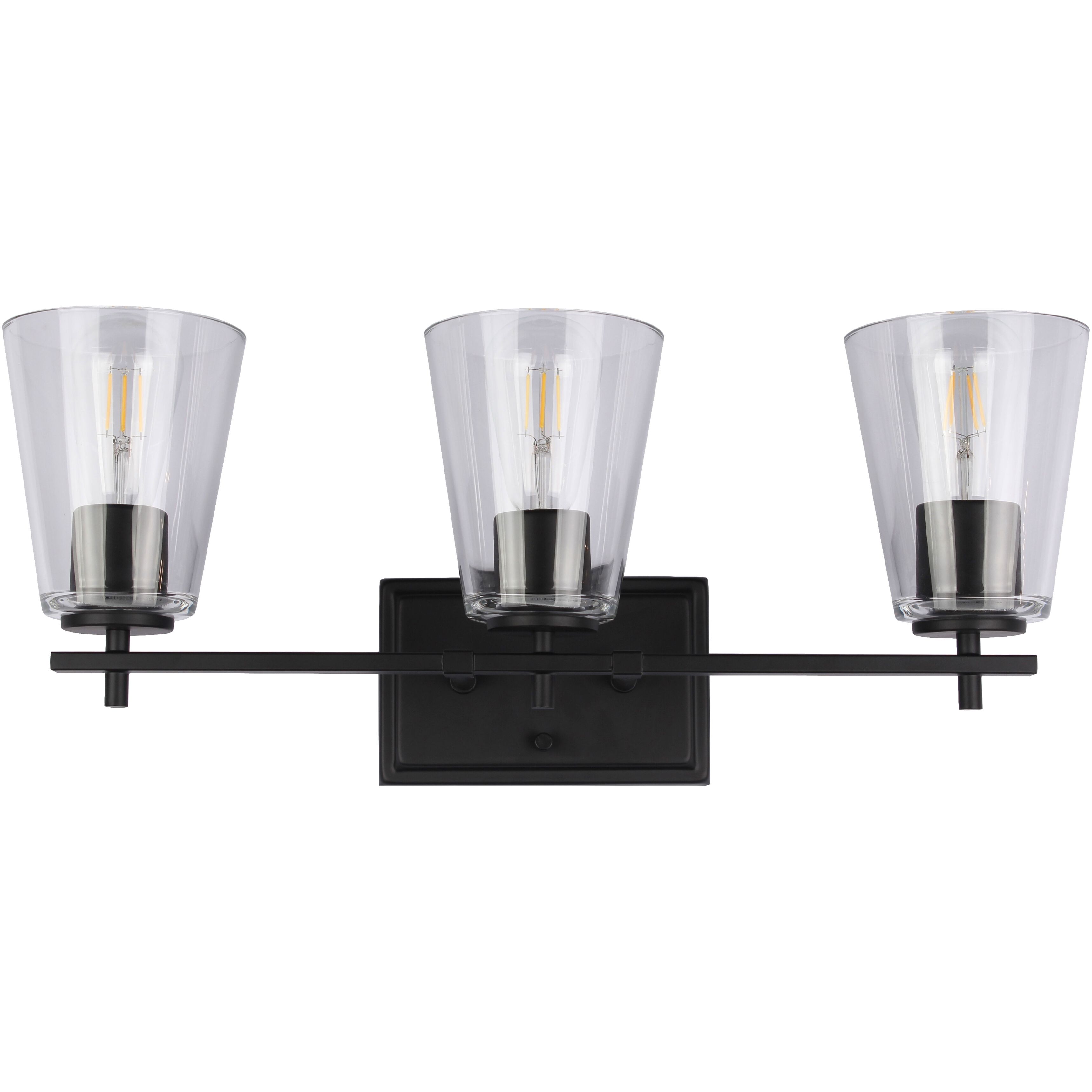 Wenda 3 Light 23 inch Matte Black Vanity Light Wall Light