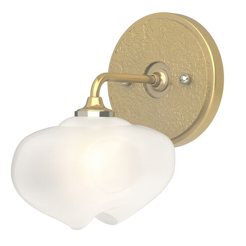 Ume 1 Light 7.4 inch Modern Brass and Modern Brass Curved Arm Bath Sconce Wall Light in Frosted, Curved Arm