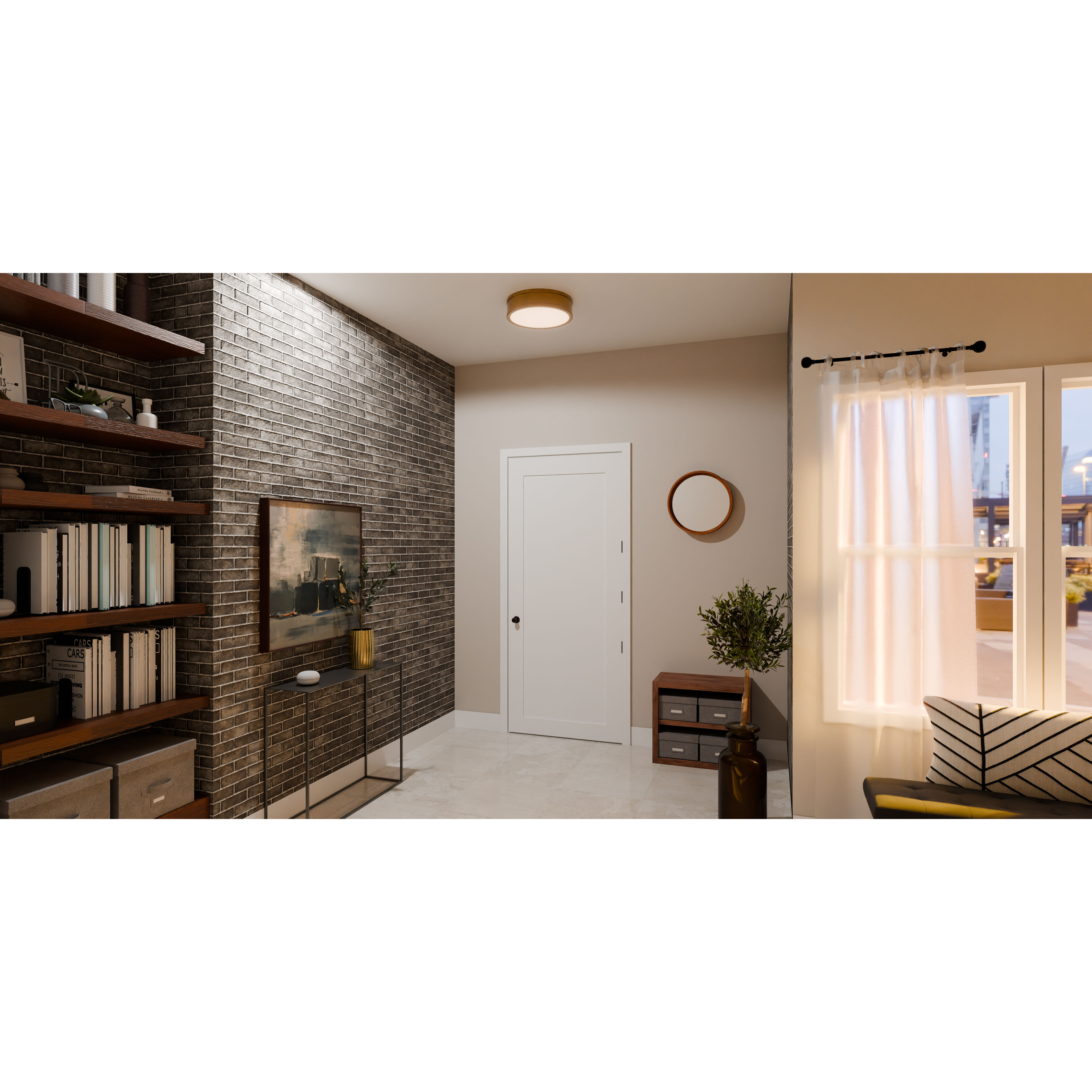 Ahoy LED 16 inch Weathered Brass Flush Mount Ceiling Light, Medium