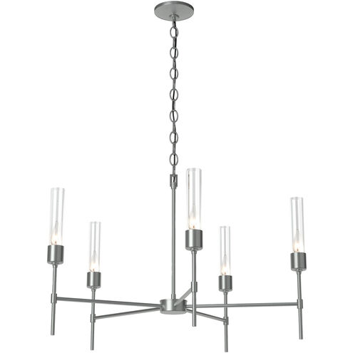 Vela 5 Light 30.3 inch Vintage Platinum Chandelier Ceiling Light in Clear