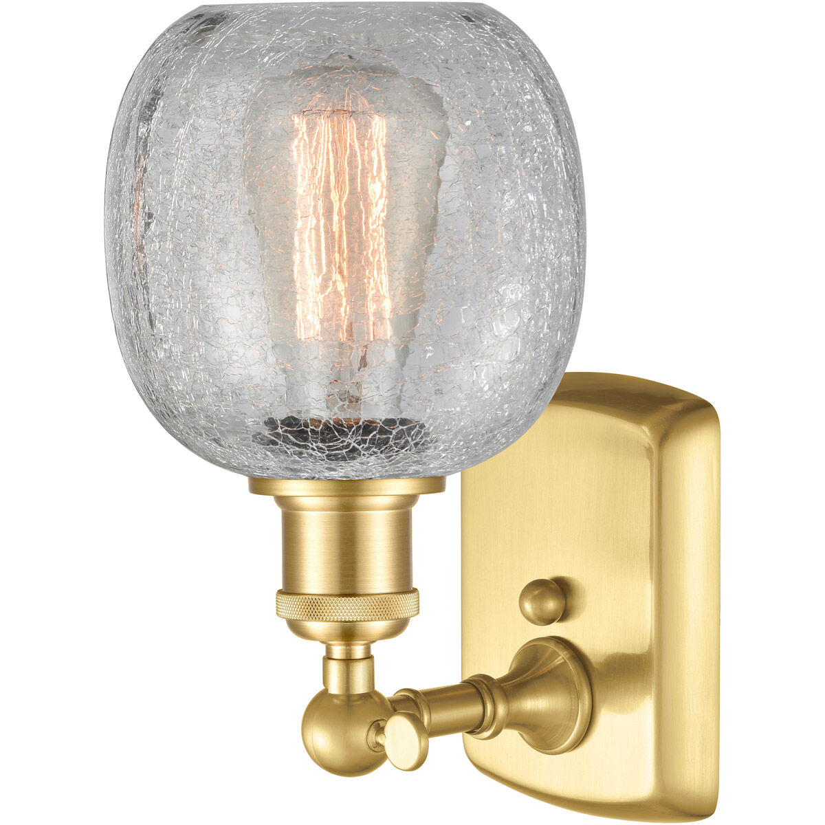 Ballston Belfast LED 6 inch Satin Gold Sconce Wall Light in Clear Crackle Glass, Ballston