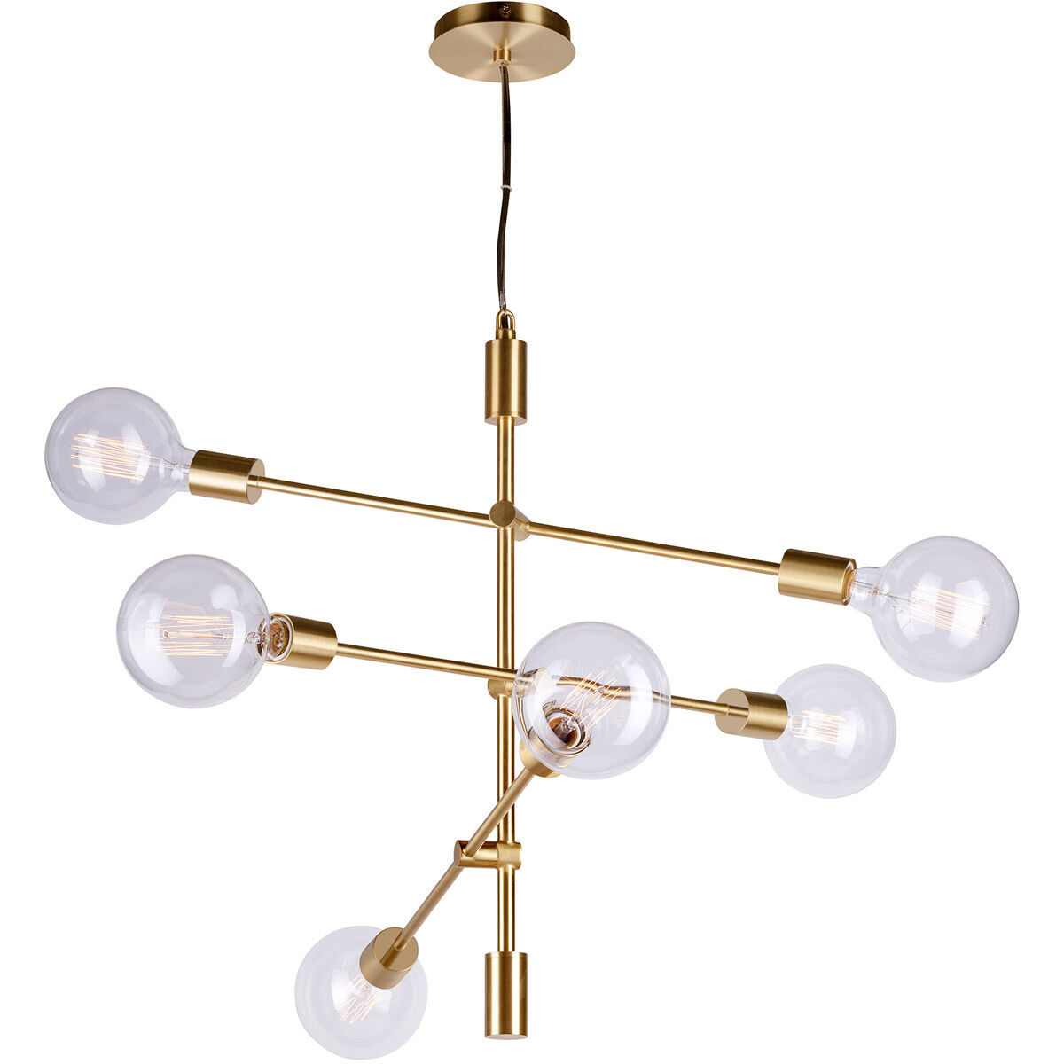 Baton 6 Light 24 inch Soft Gold Chandelier Ceiling Light