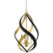 Trephine 4 Light 22.5 inch Contemporary Gold Leaf and Satin Black Chandelier Ceiling Light