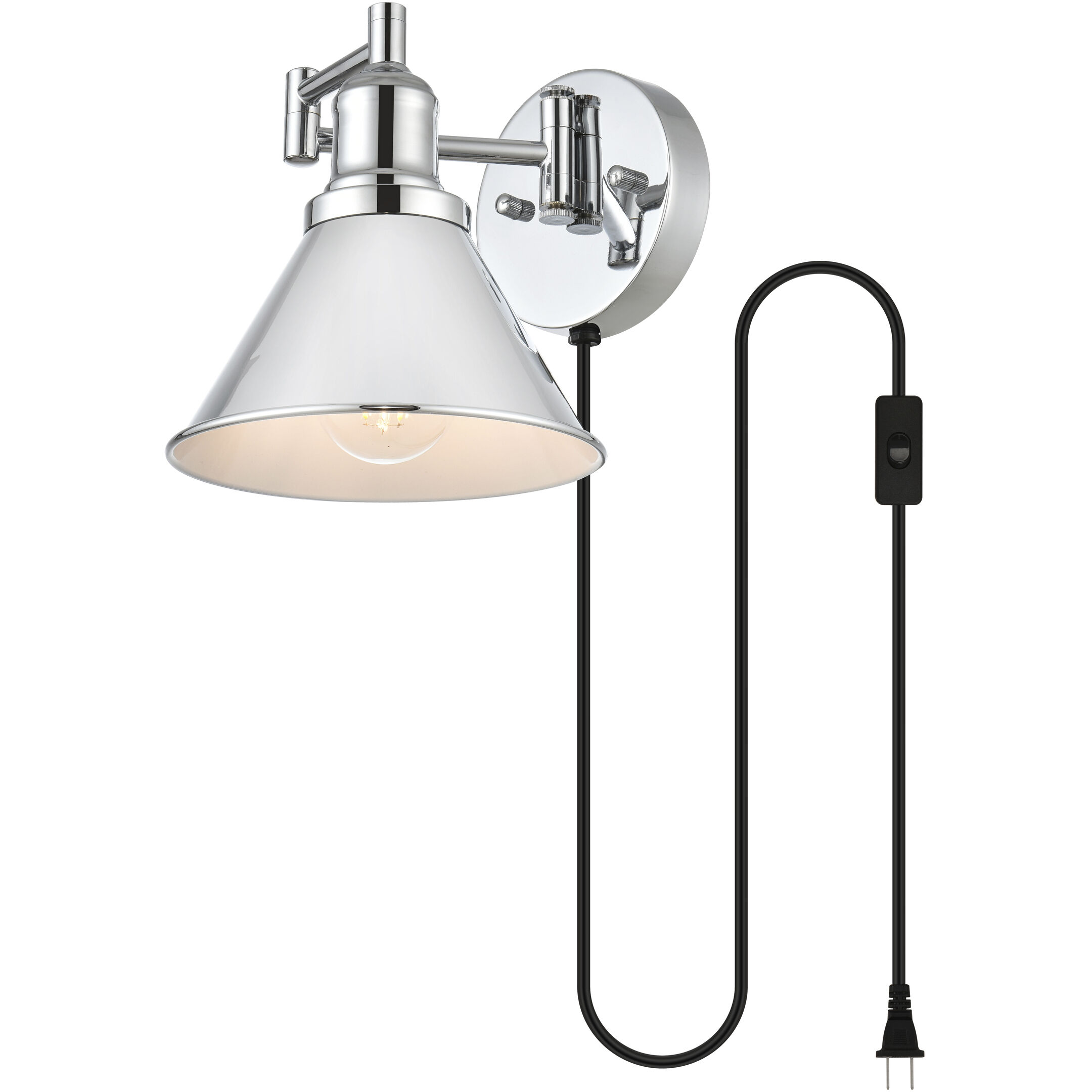 Jair 1 Light 7 inch Chrome Plug In Wall Sconce Wall Light