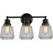 Aditi Chatham 3 Light 22.25 inch Matte Black Bath Vanity Light Wall Light, Aditi
