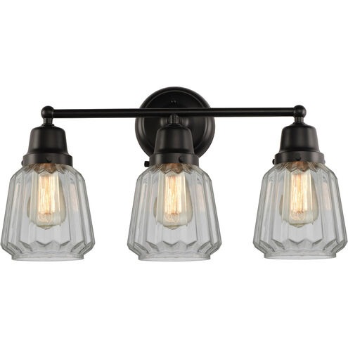 Aditi Chatham 3 Light 22.25 inch Matte Black Bath Vanity Light Wall Light, Aditi