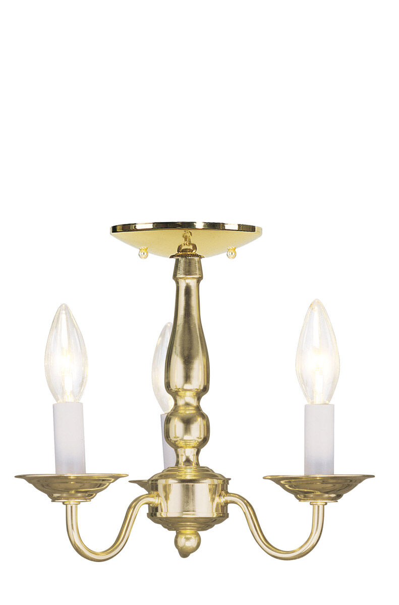 Williamsburgh 3 Light 11 inch Polished Brass Convertible Mini Chandelier/Ceiling Mount Ceiling Light