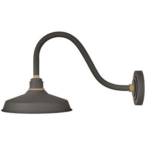 Foundry Classic LED 13.75 inch Museum Bronze with Brass Outdoor Barn Light, Gooseneck