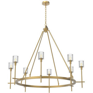 Salita 8 Light 46 inch Vintage Brass Chandelier Ceiling Light in Ribbed Crystal