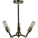 Felix 3 Light 22 inch Antique Brass with Matte Black Mini Chandelier Ceiling Light in Antique Brass/Matte Black