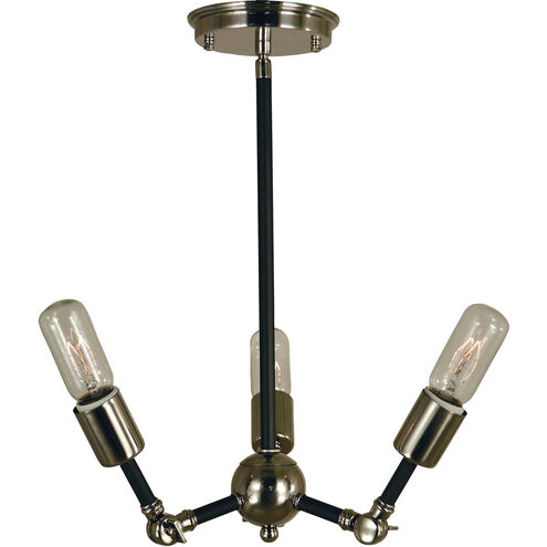 Felix 3 Light 22 inch Antique Brass with Matte Black Mini Chandelier Ceiling Light in Antique Brass/Matte Black