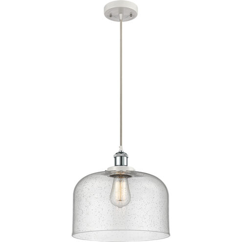 Ballston X-Large Bell LED 12 inch White and Polished Chrome Mini Pendant Ceiling Light in Seedy Glass
