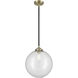 Nouveau Beacon 1 Light 12 inch Black Antique Brass Mini Pendant Ceiling Light in Incandescent, Clear, Nouveau