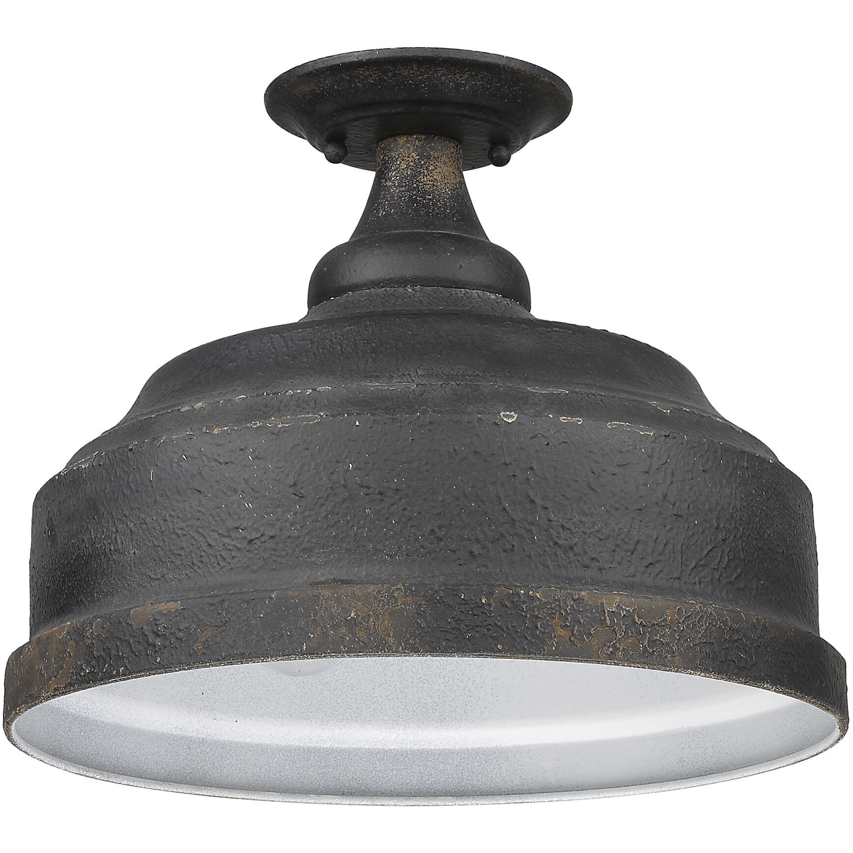 Keating 3 Light 13.75 inch Antique Black Iron Semi-Flush Mount Ceiling Light