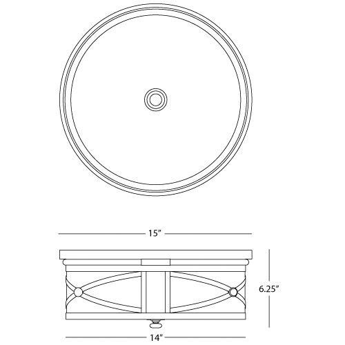 Chase 3 Light 15 inch Deep Patina Bronze Flushmount Ceiling Light