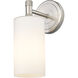 Downtown Urban Crown Point Armed Sconce Wall Light in Satin Nickel, Matte White
