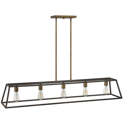 Fulton 5 Light 50 inch Bronze with Heirloom Brass Indoor Linear Chandelier Ceiling Light