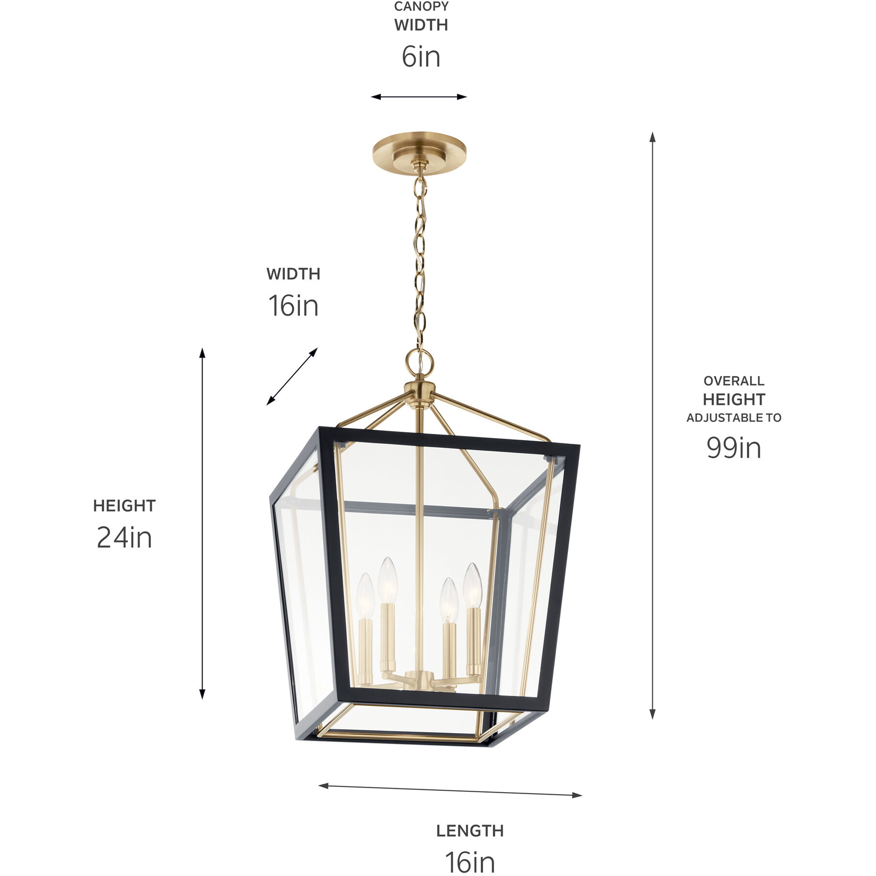 Delvin 4 Light 16 inch Champagne Bronze with Black Foyer Pendant Ceiling Light