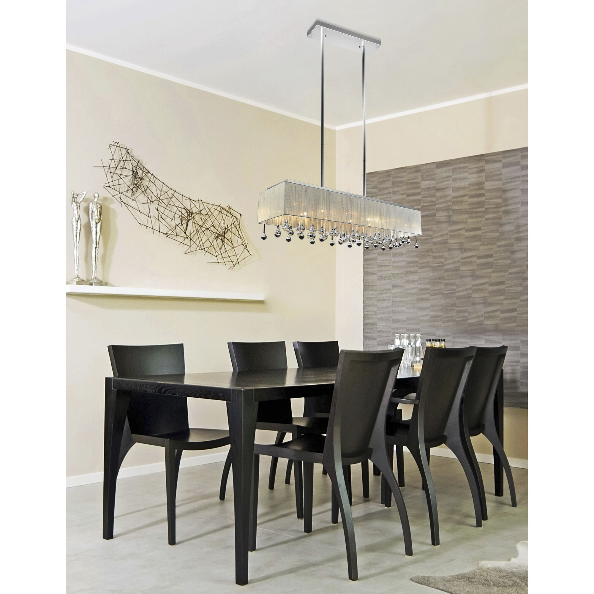 Water Drop 17 Light 48 inch Chrome Island/Pool Table Light Ceiling Light in White / Clear