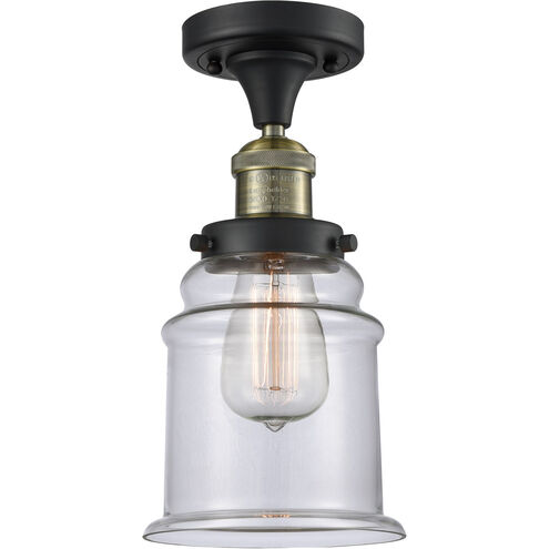 Franklin Restoration Canton 1 Light 6 inch Black Antique Brass Semi-Flush Mount Ceiling Light in Clear Glass, Franklin Restoration