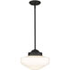 Ingalls 1 Light 12 inch Matte Black Pendant Ceiling Light in Vintage Milk Glass, Medium