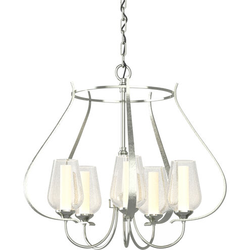 Flora 5 Light 22.2 inch Sterling Chandelier Ceiling Light in Seeded with Opal, 5 Arm
