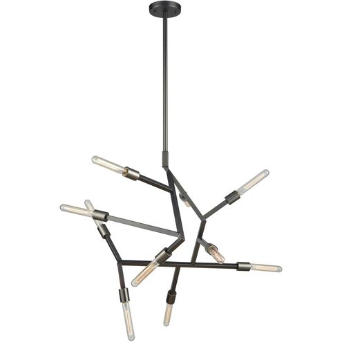 Free Form 10 Light 29 inch Dark Graphite Chandelier Ceiling Light