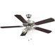 Traditional 52 inch Brushed Nickel with Chestnut and Grey Weathered Oak Blades Ceiling Fan