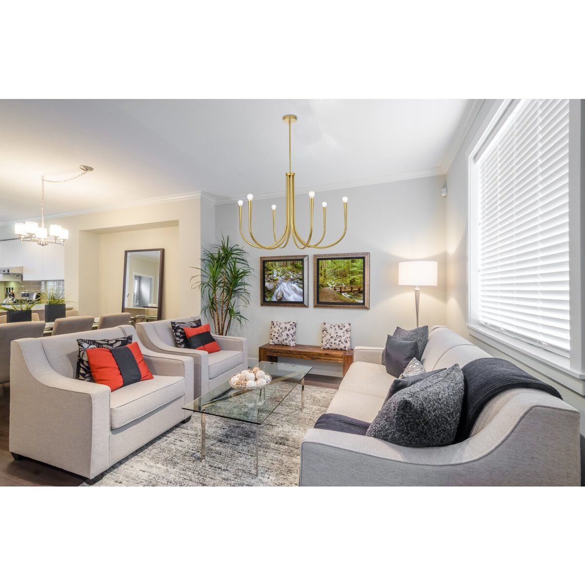 Layne 6 Light 36 inch Brass Chandelier Ceiling Light