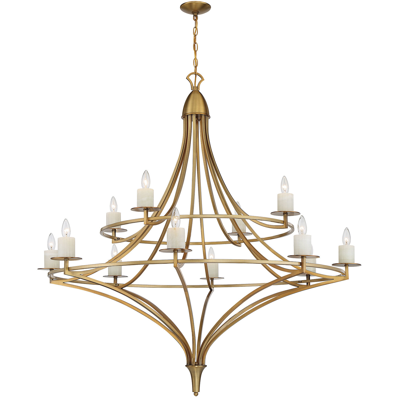 Director 12 Light 50 inch Warm Brass Chandelier Ceiling Light