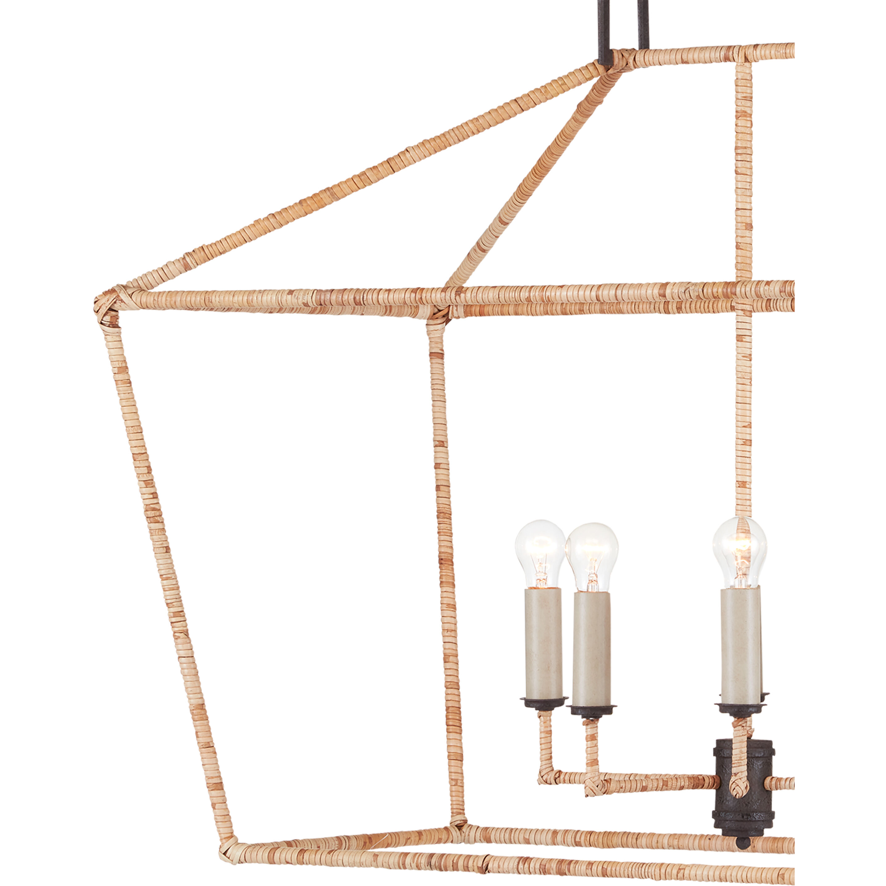 Denison 6 Light 40 inch Mole Black/Natural Rattan Lantern Pendant Ceiling Light