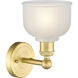 Dayton 1 Light 5.5 inch Satin Gold Sconce Wall Light in White Glass