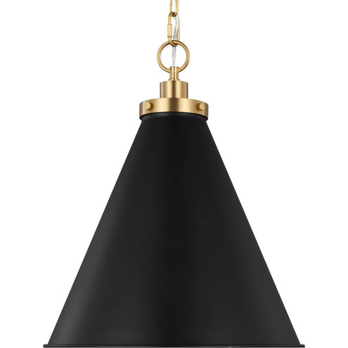 C&M by Chapman & Myers Wellfleet 1 Light 15.63 inch Midnight Black and Burnished Brass Pendant Ceiling Light in Midnight Black / Burnished Brass