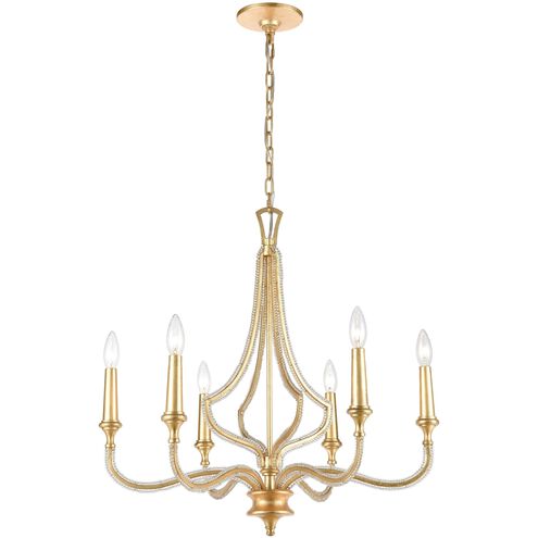 La Rochelle 6 Light 26 inch Parisian Gold Leaf Chandelier Ceiling Light