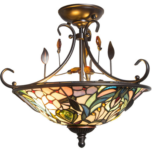 Evelyn 2 Light 17 inch Antique Golden Bronze Flush Mount Ceiling Light