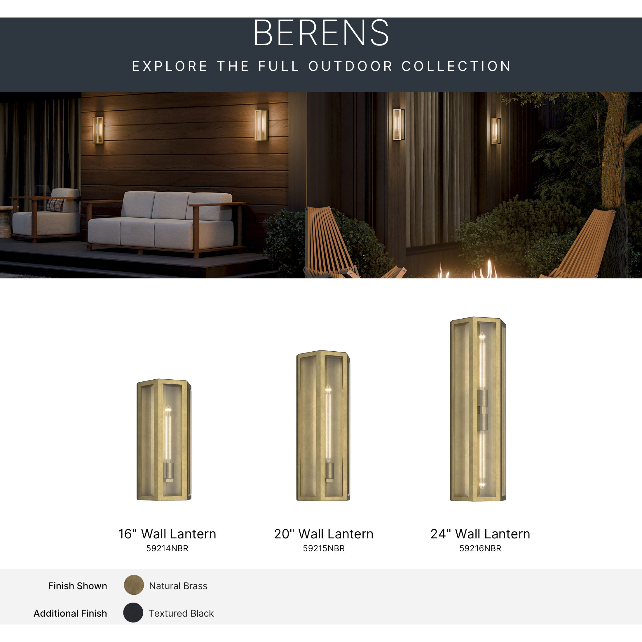 Berens 1 Light 16 inch Natural Brass Outdoor Wall Light