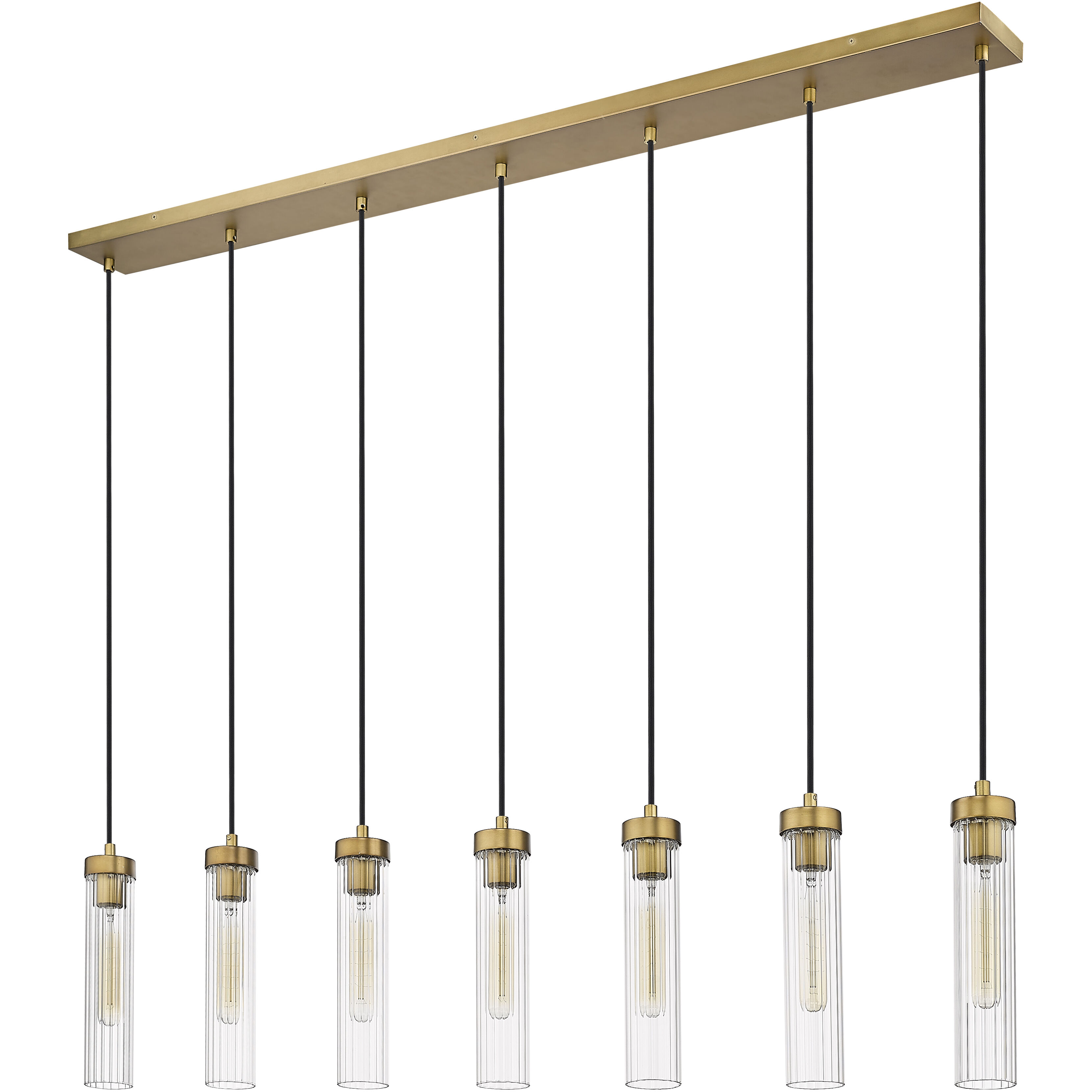 Beau 7 Light 54 inch Rubbed Brass Linear Chandelier Ceiling Light