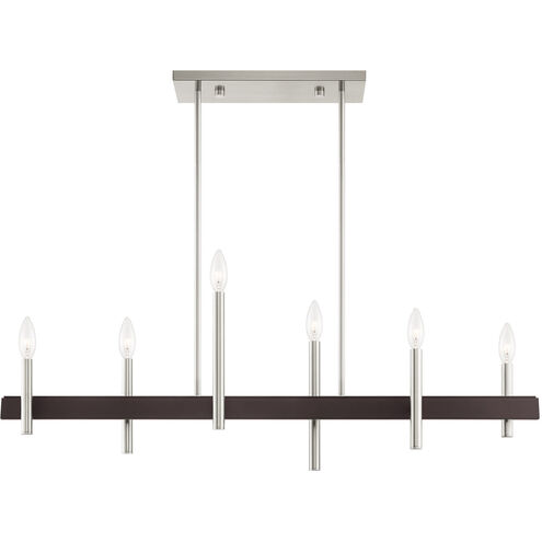Denmark 6 Light 7 inch Brushed Nickel with Bronze Accents Chandelier Ceiling Light