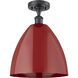 Ballston Plymouth Dome 1 Light 12 inch Matte Black Semi-Flush Mount Ceiling Light in Matte Red