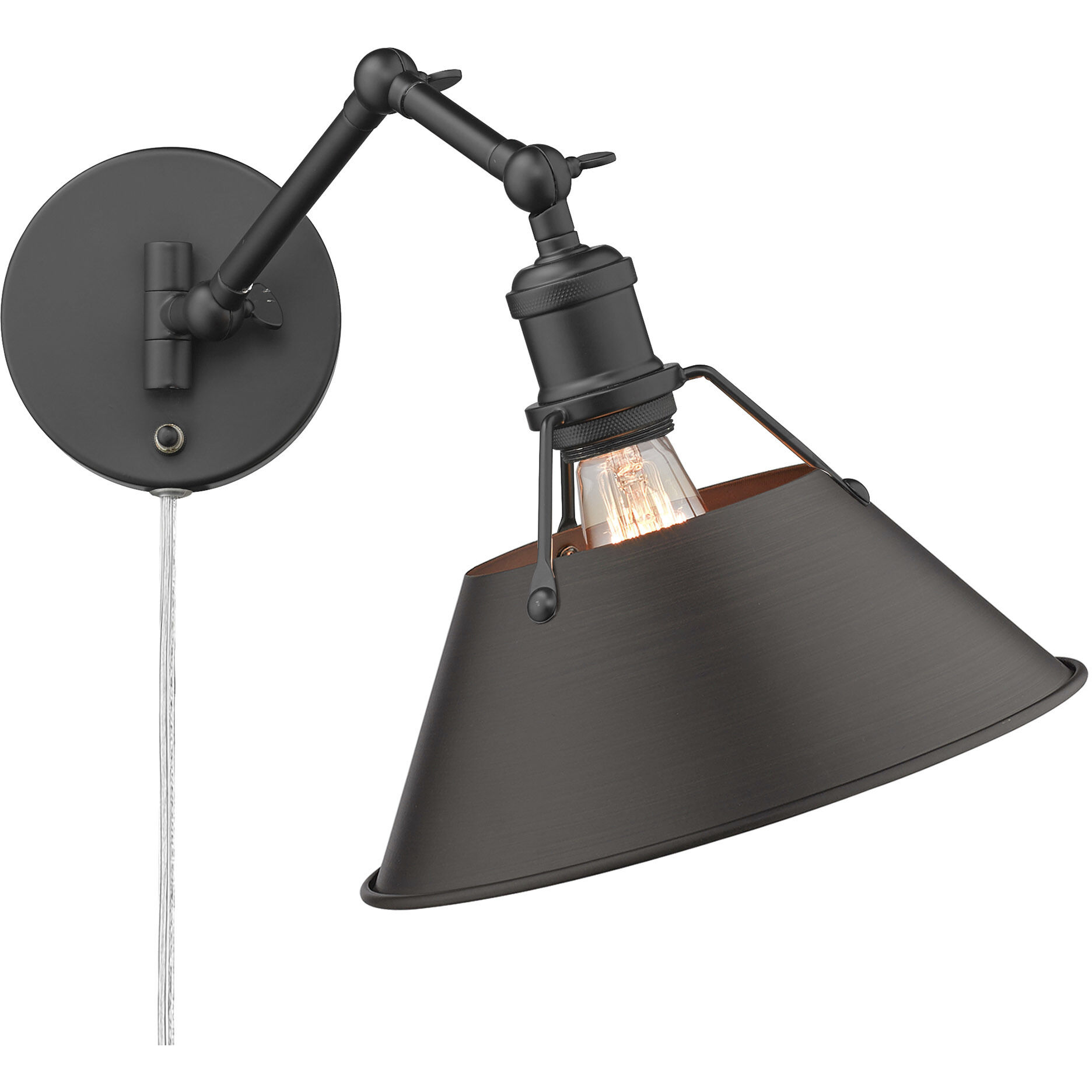 Yep Orwell 1 Light 10 inch Matte Black Swing Arm Wall Lamp Wall Light in Rubbed Bronze, Adjustable