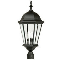 Straight Glass 3 Light 28 inch Textured Black Outdoor Post Mount, Large