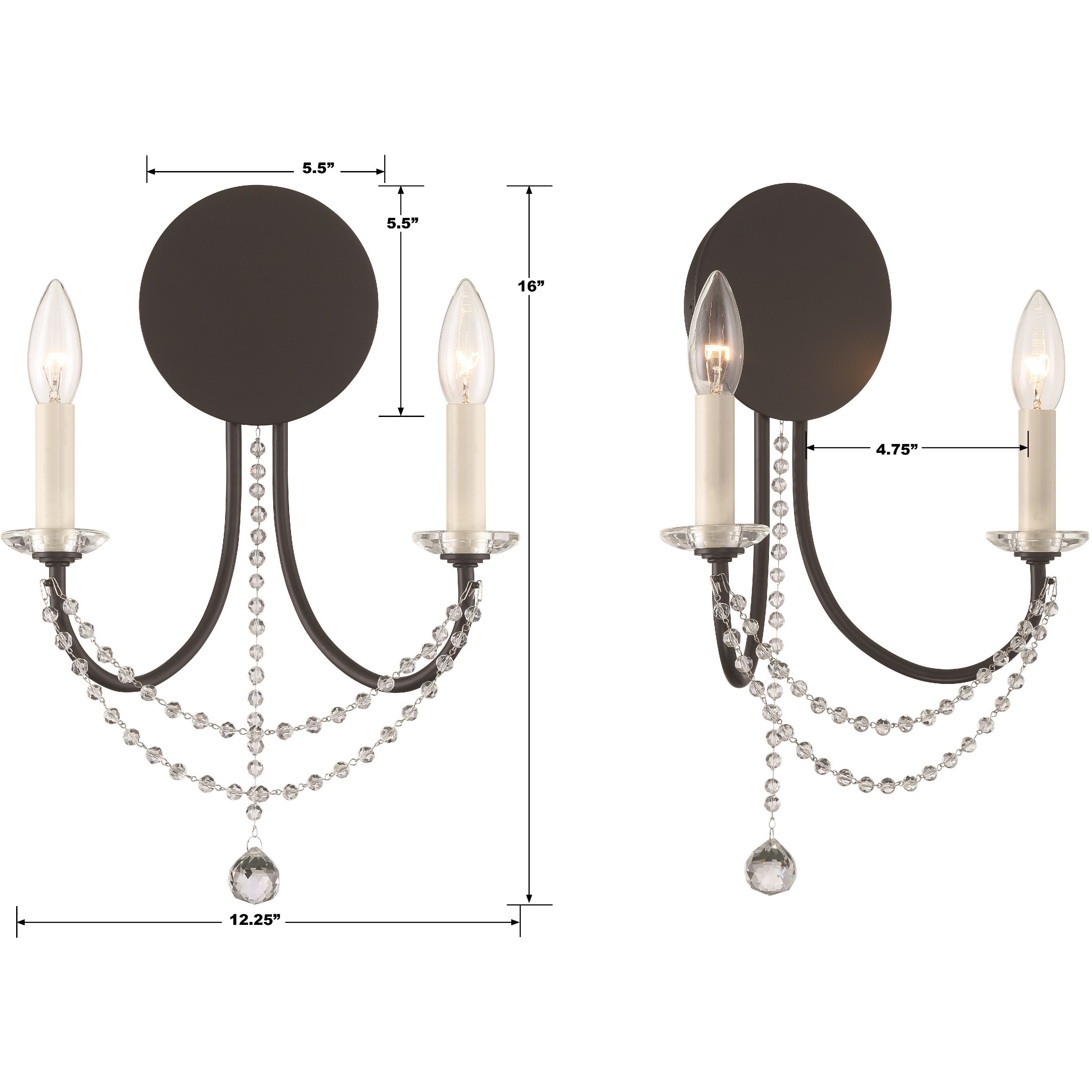 Delilah Bath Wall Light in Matte Black