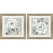 White Florals Gray and Green and White Framed Art